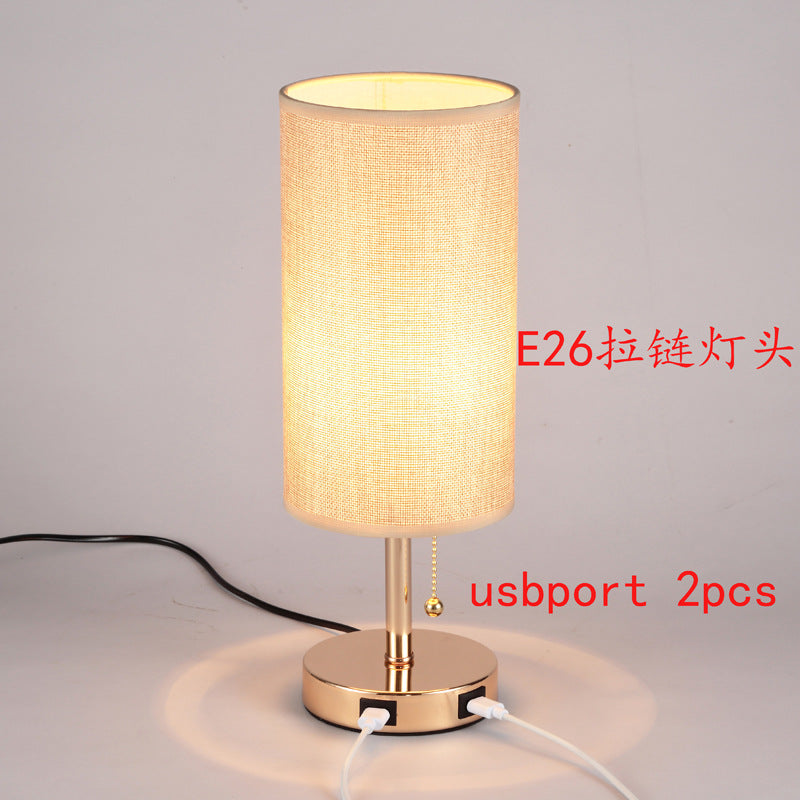 USB charging table lamp wooden base small table lamp  e-commerce  provides E26 zipper lamp holder touch dimming