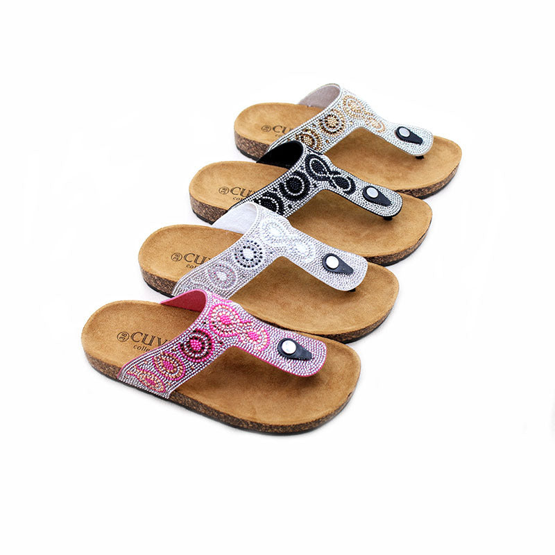 high-quality wholesale spot goods平底夹趾时尚水钻勃肯鞋女鞋