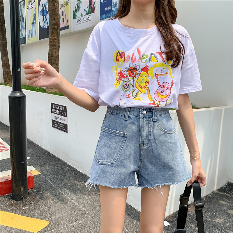 Raw edge denim shorts for women new arrival hot selling fashionelegantwork clothingshorts must edge washed wide leg jeans