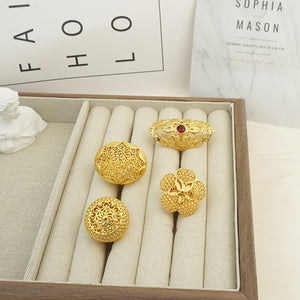 Women's fashion luxury hollow out floral ring adjustable size bridal wedding birthday party, christmas gift