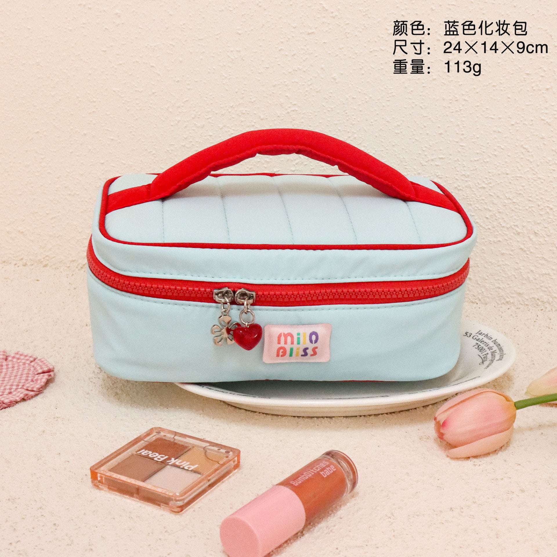 Xiaohongshu popular cosmetic bag large capacity cute contrasting color portable waterproof toilet bag women's skin care product storage bag
