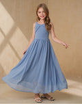Girls' summer chiffon halter sleeveless dress - perfect for piano recitals, fashionable vacation style, simple and ready to ship