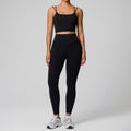 high waistflap pocket pants sportswear two-piece set women's high elastic shaping quick-drying fitness clothes running yoga clothes suit