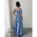 european and american cross-border foreign trade women's short-sleeved printed loosedress medium long skirt