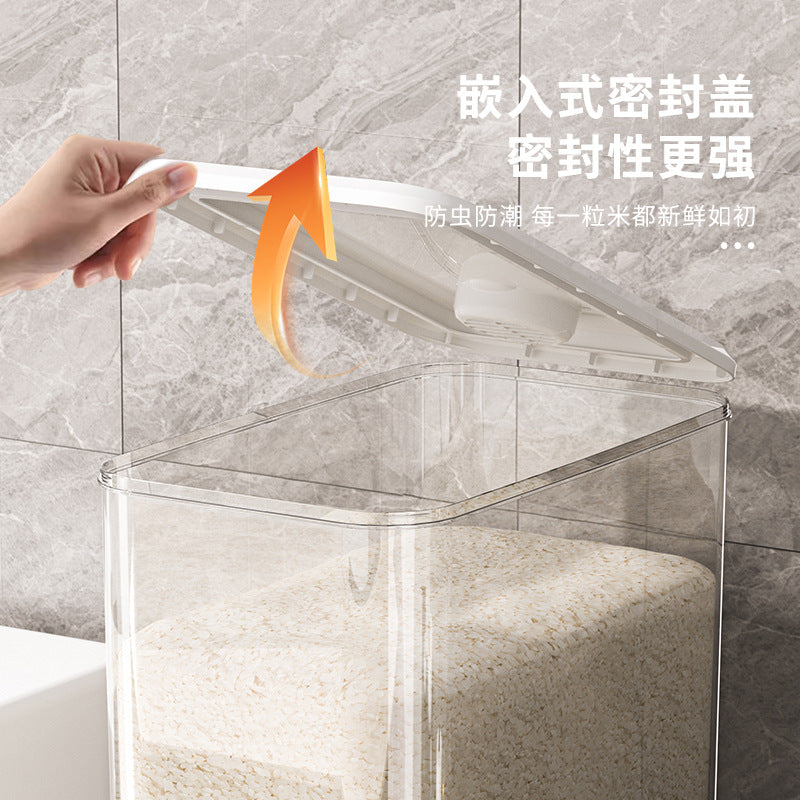 Press-type rice bucket Household insect-proof and moisture-proof sealed grain storage bucket Food grade rice box Noodle bucket Rice noodle storage container