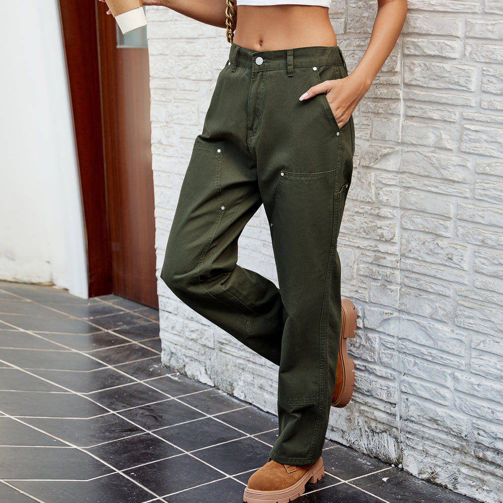 Fashion cross-border foreign trade women's clothing  independent station new slimming look washed elastic waist denim cargo pants pants