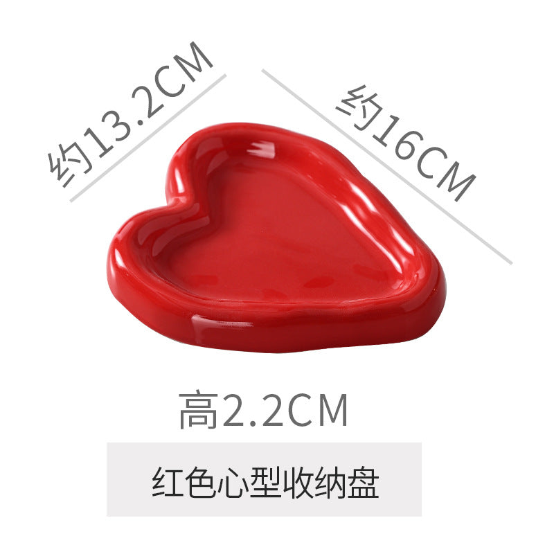 Instagram-worthy photo prop tray, heart-shaped personalized jewelry storage dish, electroplated glossy high-end jewelry display plate