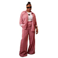 European and american cross-border women's fashion  spring new style chic striped long-sleeve shirt top and wide-leg pants casual set