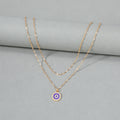 Crystal devil's eye necklace wholesale cross-border gold plated pendant women's stylish double layer classy rose gold sweater chain