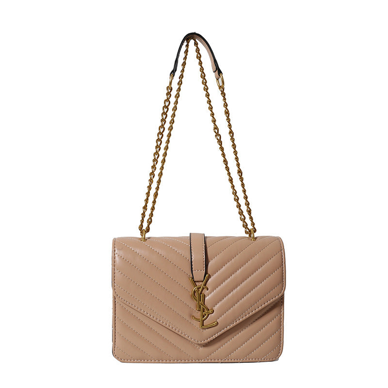 Fashion gold fashion women's bag 2025new arrival chain crossbody small square bag cover bag double compartment patent leather patent leather bag