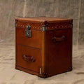 Second-hand style retro oil wax leather suitcase coffee table table old-fashioned creative genuine leather side table corner bedside table storage cabinet