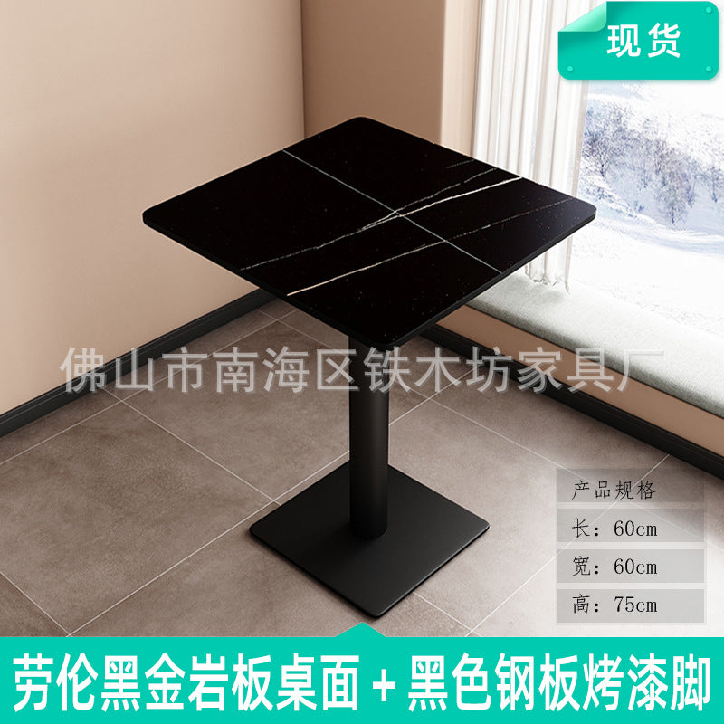 Customized commercial slate dining table simple table bar milk tea fast food restaurant canteen rectangular table apartment negotiation table and chairs