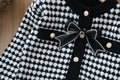 Girls' knitted sweater two-piece set,  autumn/winter new arrival, houndstooth pattern, little girl's cardigan and knit sweater outfit