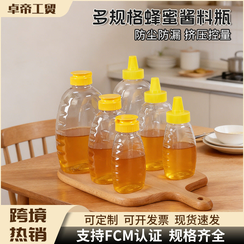 Honey plastic squeeze bottle fried chicken sauce tip cap salad juice squeeze condiment bottle transparent plastic refill bottle wholesale
