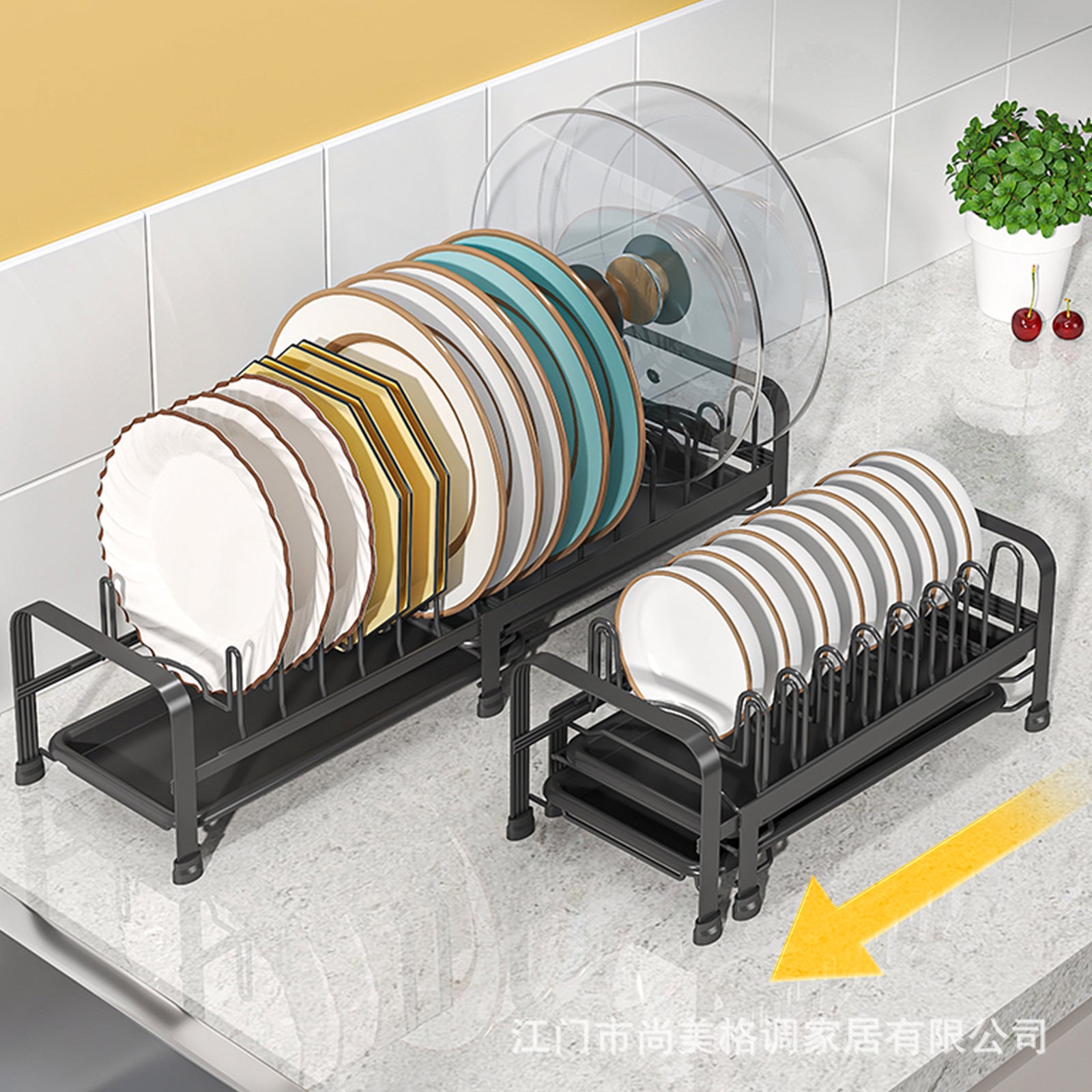Retractable Dish Storage Rack Kitchen Pot Lid Rack Single Layer Drain Rack Bowl Dish Drain Shelf in Cabinet