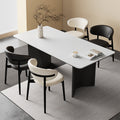 Italian minimalist rectangular dining table and chair set, simple yet luxurious, modern home decor, small apartment black rock slab dining table