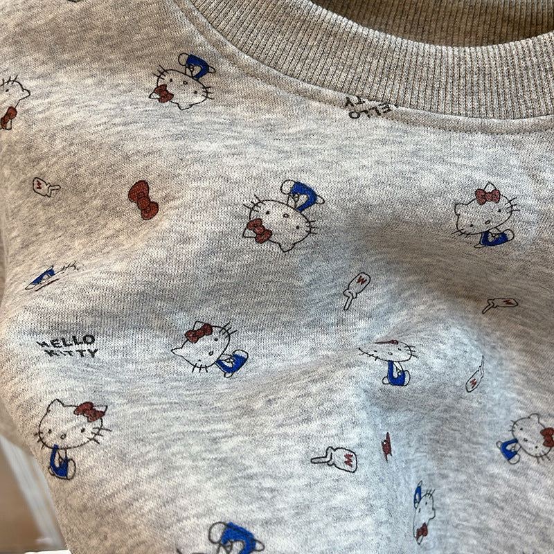 New autumn/winter girls' fleece-lined sweatshirt, thickened base layer top, trendy baby girl's top, children's clothing (ages 6-12)