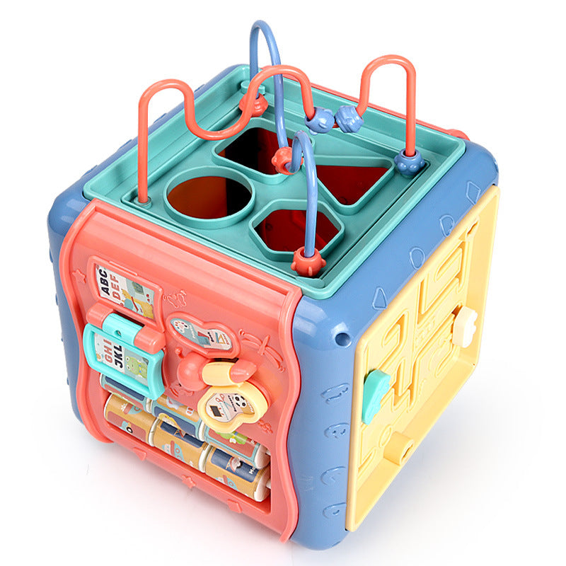 Baby early education 1-2 years old hexahedral puzzle box children's baby splicing shape matching building block men's and women's toys