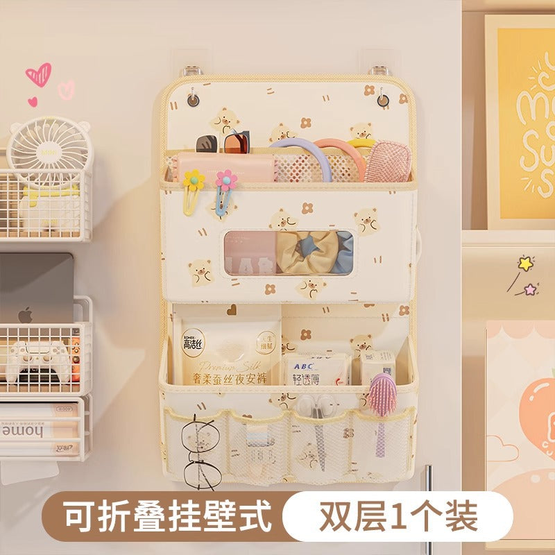 Dormitory bedside storage hanging bag hanging wall rack for glasses data cable mobile phone charger finishing box