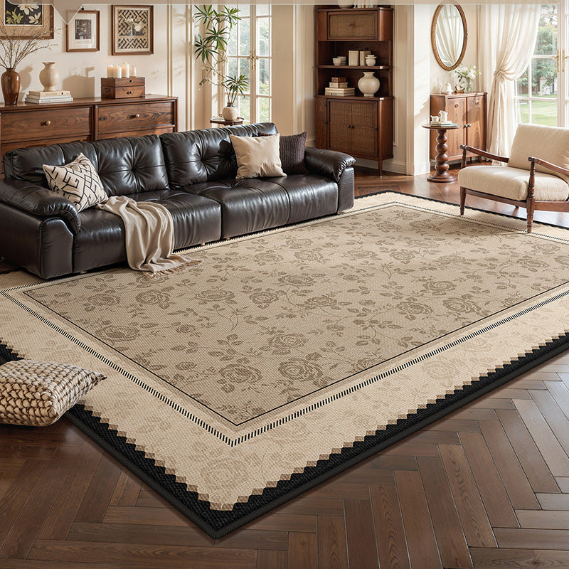 Carpet living room french retro medieval style ice silk mat carpet no-wash and wipeable sofa coffee table floor mat
