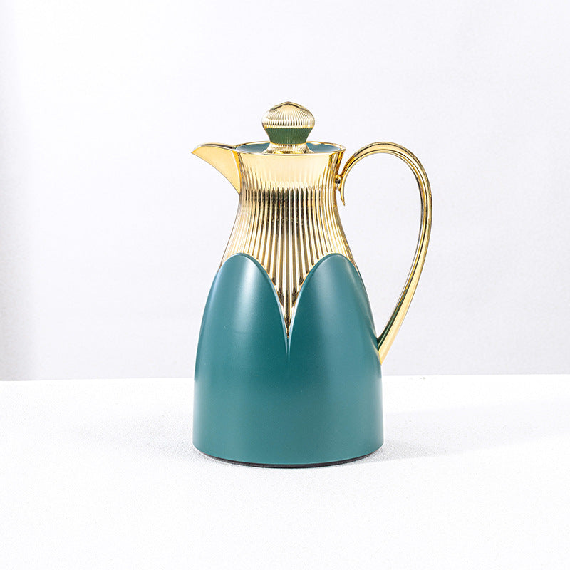 Wholesale cross-border luxury insulated kettle: large capacity coffee pot for home and commercial use, insulated water kettle with logo, gold teapot