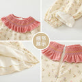 Girls' princess dress - new  collection: ruffled lace trim, round neck, fleece-lined floral dress with heart accents for girls