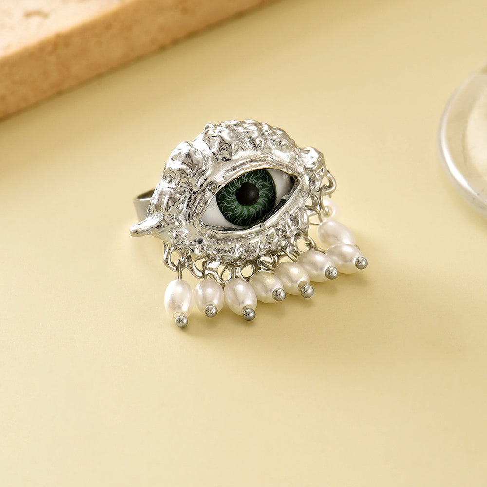 Wholesale vintage rings: european & american cross-border jewelry - devil's eye, luxury, niche, statement pearl open ring accessories