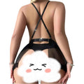 European and american hot-selling sexy lingerie: see-through lace mesh babydoll dress with sparkling rhinestone bodysuit