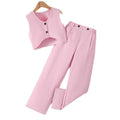 girl pure colortwo-piece setshortvestloose pants4 colorscasual style kidssummercasual pantssuit