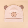 Sleepy bear baby hat (pink)