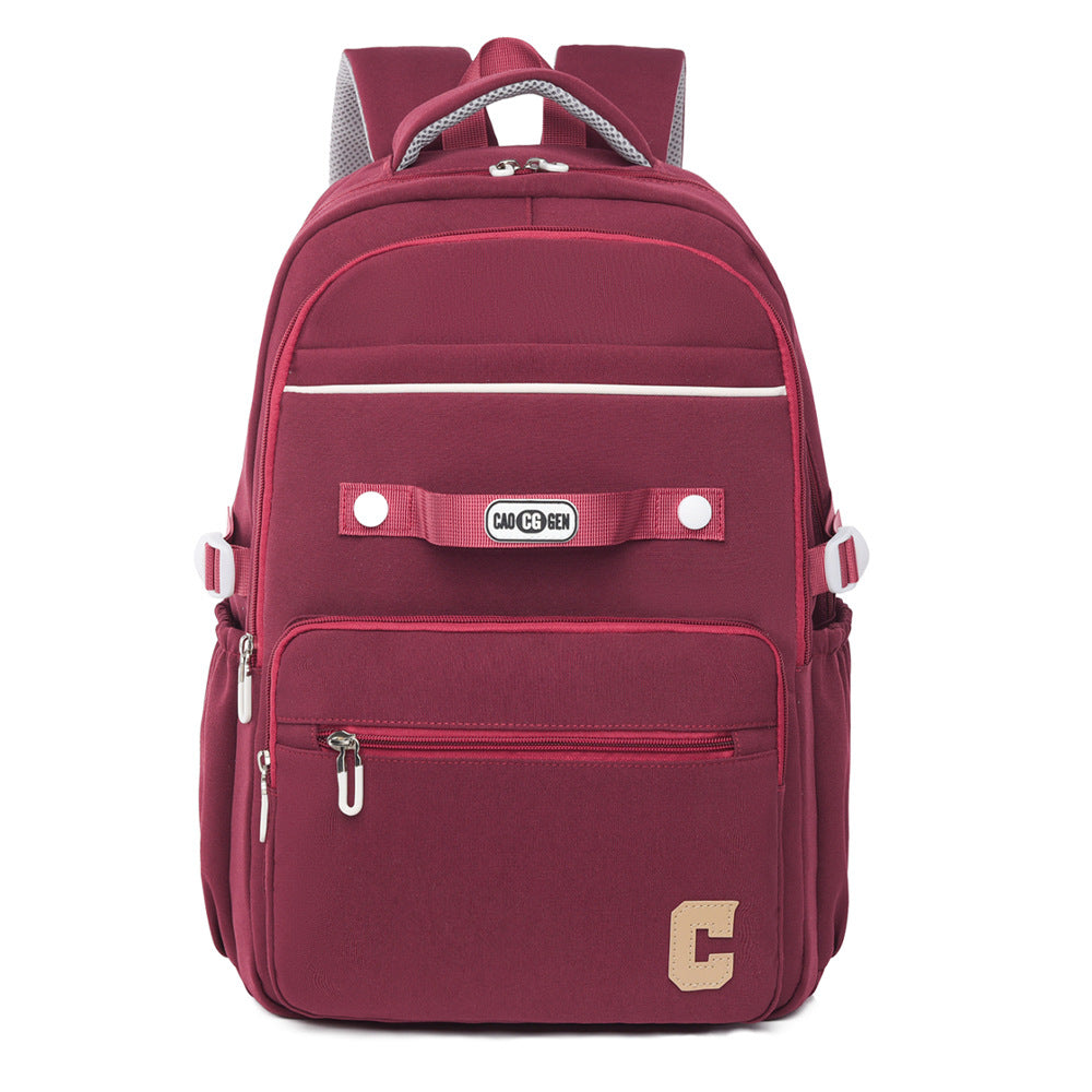 New solid color versatile student schoolbag large capacity backpack junior high school student computer backpack leisure travel