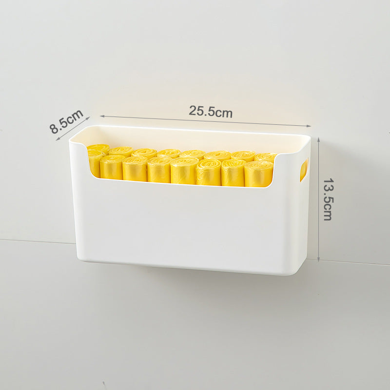 Household kitchen toilet garbage bag storage box wall-mounted artifact plastic bag non-punching plastic wrap storage box