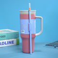 Owala double-walled vacuum insulated tumbler 40oz car cup with straw, temperature display, and car mount – perfect for business gifts