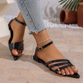 european and american summer new patent leather flat women's sandals solid color plus size open toe peep toe high pointed toe sandals