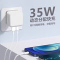 exclusive pd 35w uk plug dual-port a+c foldable eu plug charger, compatible with apple iphones for fast charging