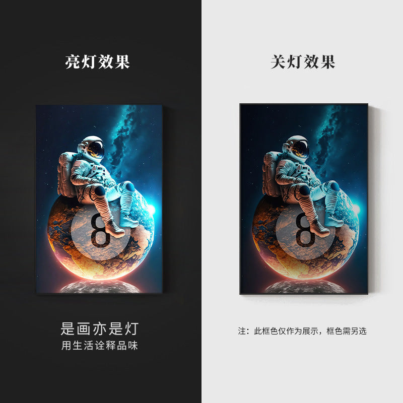Trend billiard room luminous decorative painting imitation abyss mirror cyberpunk astronaut hanging painting billiard hall luminous lamp painting
