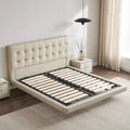 Waffle italian normcorepersonalized genuine leather suspended bed popular cream style white master bedroom wedding bed