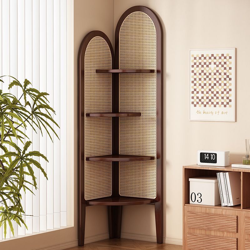 Solid wood triangular corner cabinet rattan living room screen partition study storage bedroom corner cabinet cp