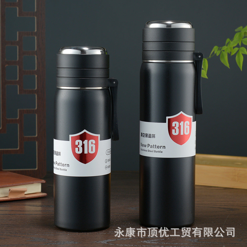 316 handle cup wholesale portable tea cup tea water separation large capacity car water cup full steel lid gift logo