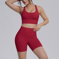 nude tight yoga wear cross-back sports bra suithigh waist hip lifting running fitness wear for women