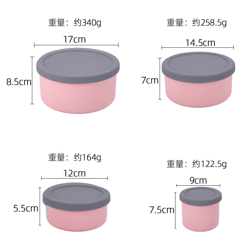 Food-grade silicone lunch box, microwaveable, airtight, refrigerator-safe, fresh-keeping bowl, food container, fruit box, round bento box