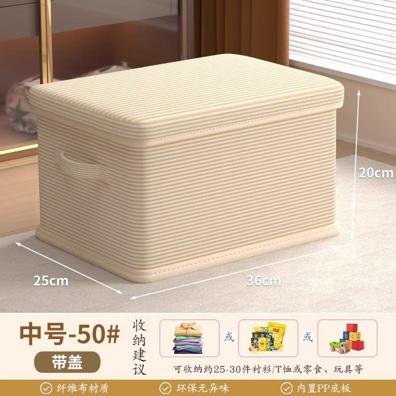 Striped Lid Storage Box Household Clothing Quilt Toy Storage Basket Large Capacity Multifunctional Snack Storage Box
