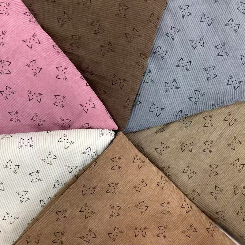 All-polyester 8 pits, 11 pits, 16 pits, printed corduroy fabric, clothing, luggage, sofa throw pillow, knitted corduroy fabric