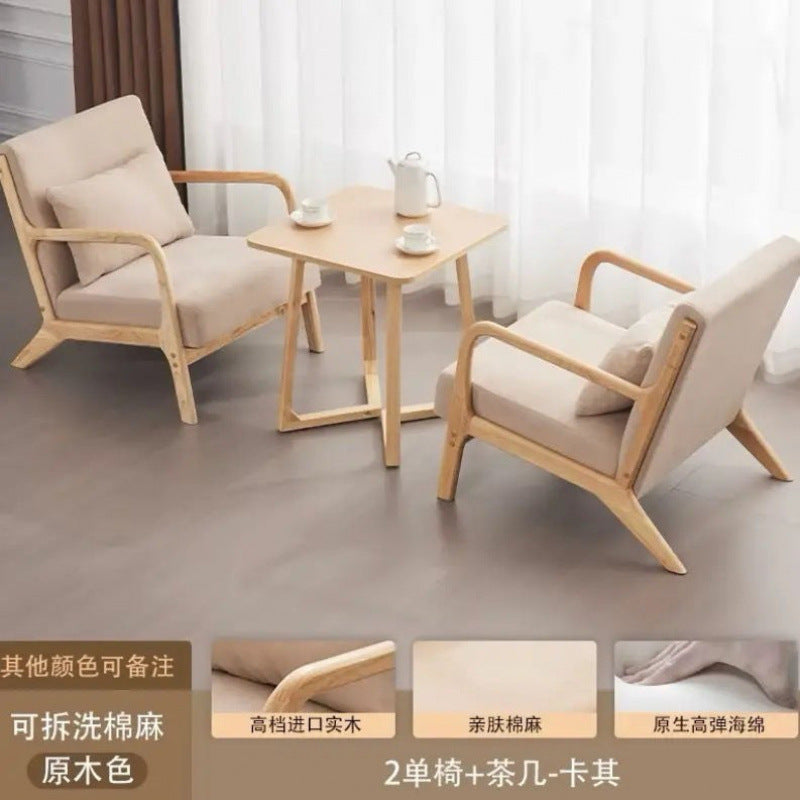 Balcony tea table and chair combination small apartment one table and two chairs household solid wood simple three-piece set reading and drinking tea cp