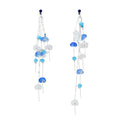 French chic tassel flower stud earrings - ethereal blue, fresh & elegant, unique long earrings for spring/summer beach looks