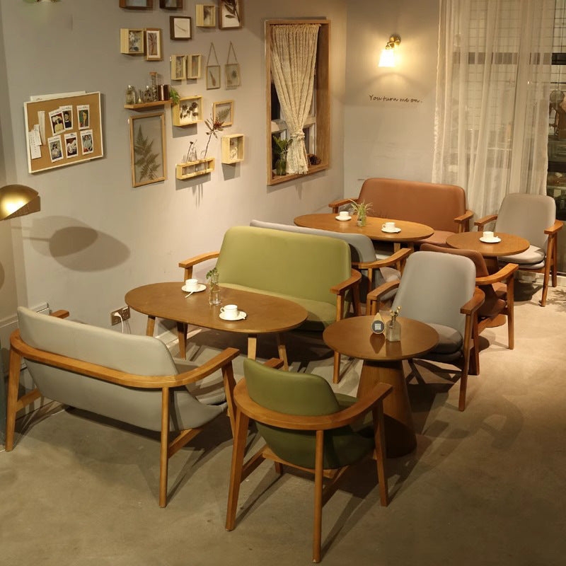Cafe Solid wood back chair Restaurant Dessert milk tea shop Leisure sofa Table and chair combination Rest area Card seat