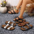 summernew arrival toe retroplus size slippers double row buckle open toe outwear sandals women's spot wholesale