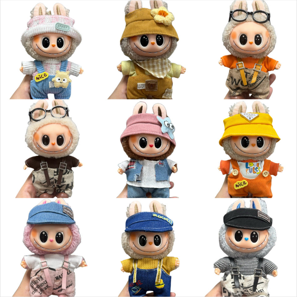 Clothes only, labubu baby clothes, 17cm, first, second and third generation neutralstuffed vinyl doll, dress-up sportswear