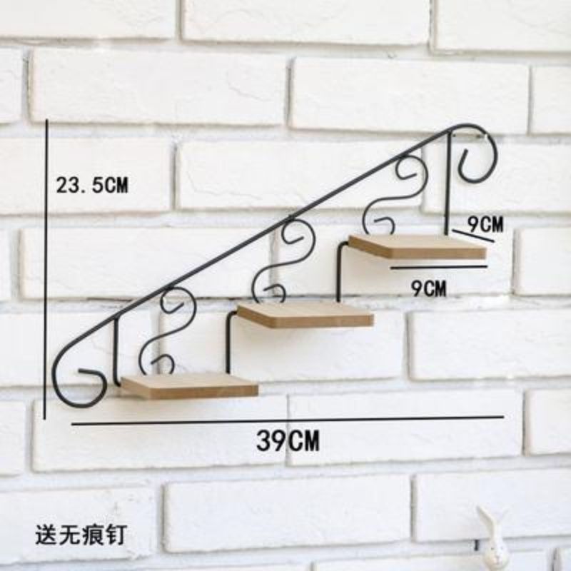American country pastoral creative staircase shape cafe clothing store wall decoration wall hanging flower rack shelf wall hanging