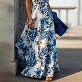 cross-border e-commerce women's fashion: european and american summer new arrivals - elegant and stylish printed maxi dress with a flowy skirt